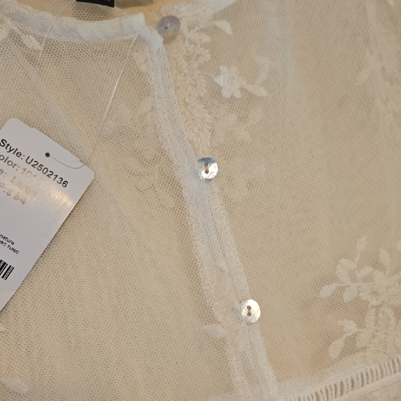 Chic White Lace Over Blouse Sz Lg - Picture 6 of 6